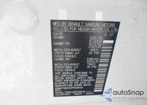 2018 Nissan Rogue Sv z USA, uszkodzony, nr VIN KNMAT2MV3JP533420